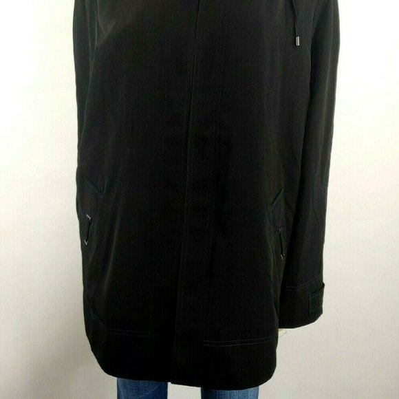 Women's Nordstrom Gallery Lined Windbreaker Jacket Removable Hood Black Large - Picture 2 of 6